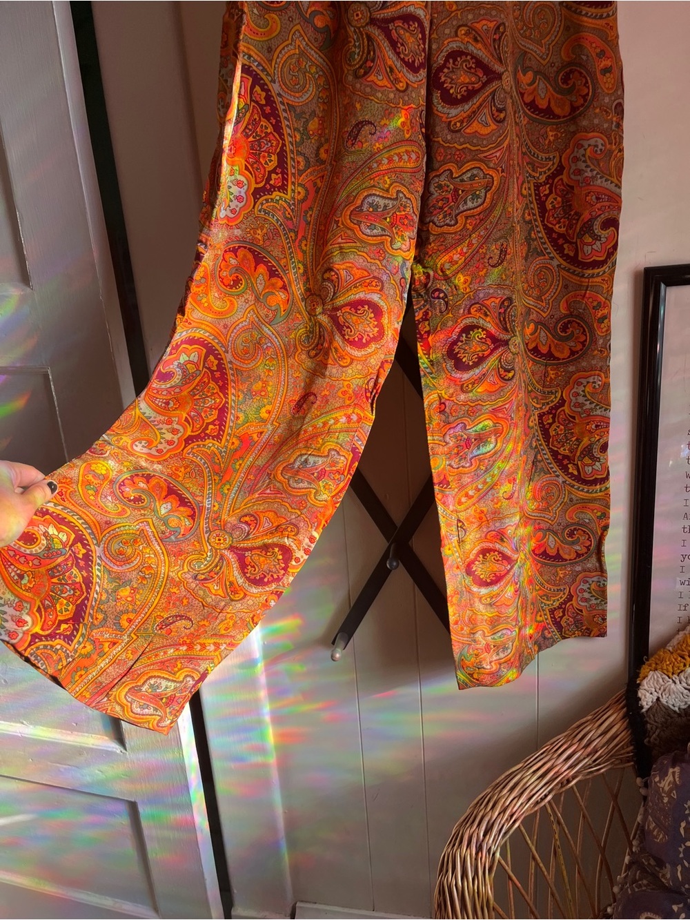Adrienne Vittadini Orange Paisley Wide-Leg Pants - Picture 2 of 6
